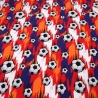 Stoff Baumwolle Jersey Fußball Soccer Bälle blau rot orange weiß