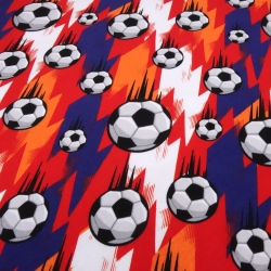Stoff Baumwolle Jersey Fußball Soccer Bälle blau rot orange weiß