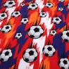 Stoff Baumwolle Jersey Fußball Soccer Bälle blau rot orange weiß