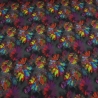 Stoff Alpenfleece Blumen Blüten grau schwarz multicolor bunt 