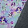 Stoff Sweatshirtstoff Alpenfleece Batik Einhorn minz lila grün