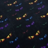Stoff Baumwolle Jersey Cat Eyes Katzenaugen schwarz orange bunt