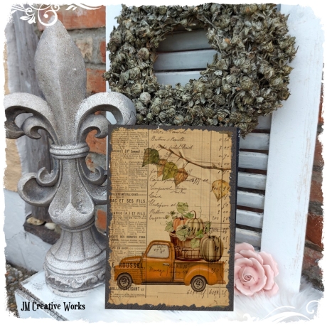 Holzschild-Shabby Auto_gelb