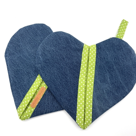 Herz Topflappen Set, Topflappen, recycelt