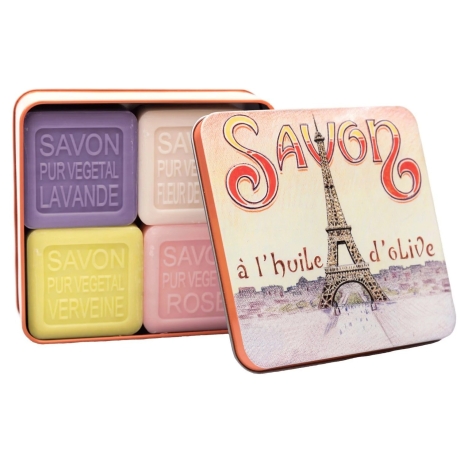 Sortiment 4 franz. BIO-Sheabutter-Naturseifen je 100g