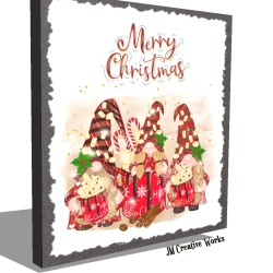 Holzschild-Shabby Merry Christmas - 3 Gnome