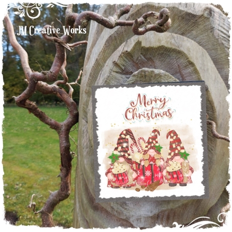 Holzschild-Shabby Merry Christmas - 3 Gnome