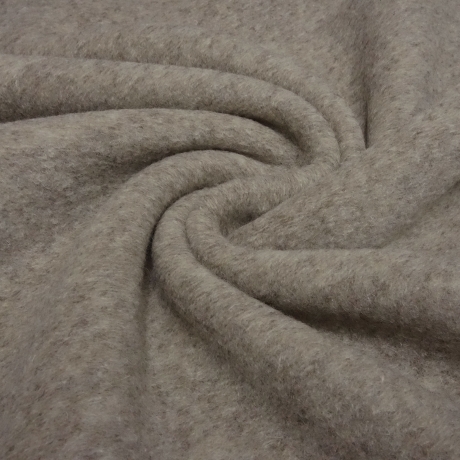 Stoff Strickstoff Merino Woll Fleece beige melange uni