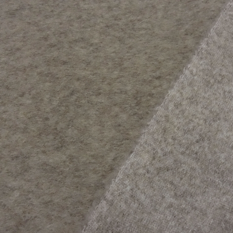 Stoff Strickstoff Merino Woll Fleece beige melange uni