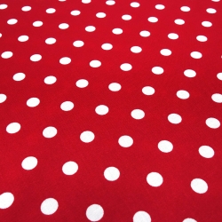 Stoff Baumwolle Popeline mit 8 mm Punkte Pünktchen rot weiß