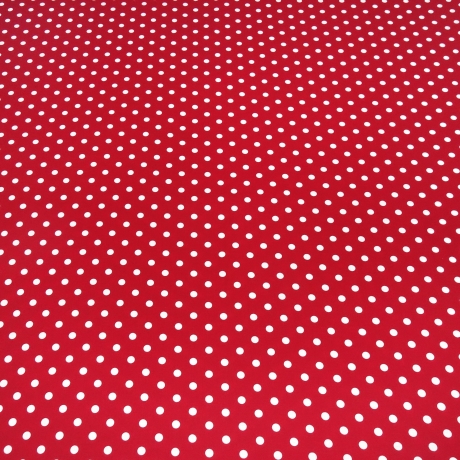 Stoff Baumwolle Popeline mit 8 mm Punkte Pünktchen rot weiß