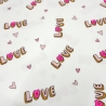 Stoff Baumwolle Jersey Neon Love Herzen weiß rosa neon-pink bunt
