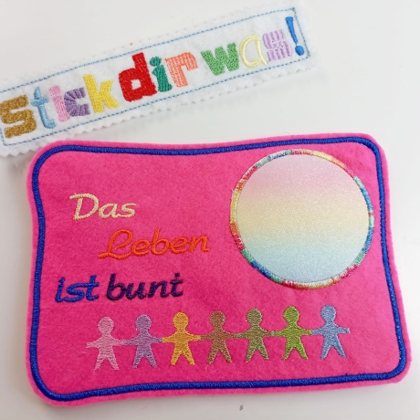 2x Stickdatei ITH Buntes Leben Mugrug Untersetzer