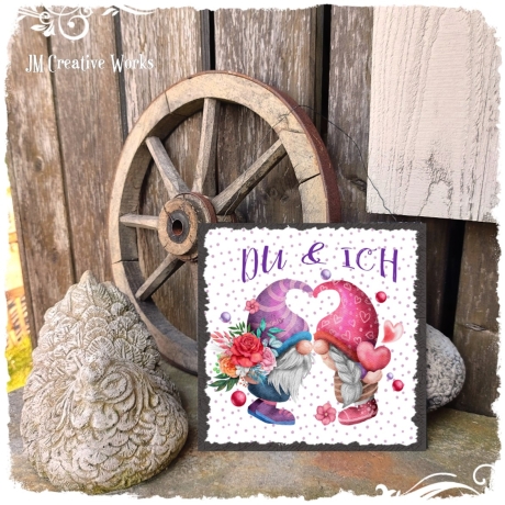 Holzschild-Shabby Du & ICH - Gnome