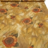 Stoff Viskose Chiffon Sonnenblumen Blumen ocker braun orange