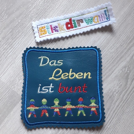 2x Stickdatei ITH Buntes Leben Mugrug Untersetzer