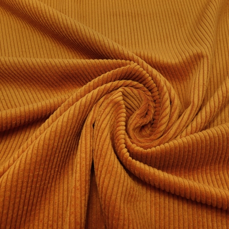 Stoff Stretch Cord Breitcord uni rost orange Kleiderstoff