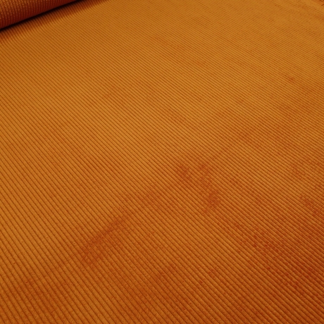 Stoff Stretch Cord Breitcord uni rost orange Kleiderstoff