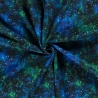 Stoff Sweatshirtstoff Galaxy Weltraum Space schwarz blau grün