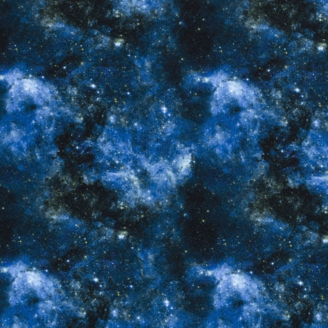 Stoff Sweatshirtstoff Galaxy Weltraum Space blau weiß schwarz