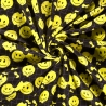 Stoff Baumwolle Sweatshirtstoff smilende Gesichter schwarz gelb