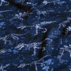 Stoff Baumwolle French Terry Dino Dinosaurier blau grau schwarz