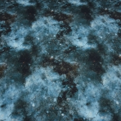 Stoff Sweatshirtstoff Galaxy Weltraum Space blau cyan schwarz