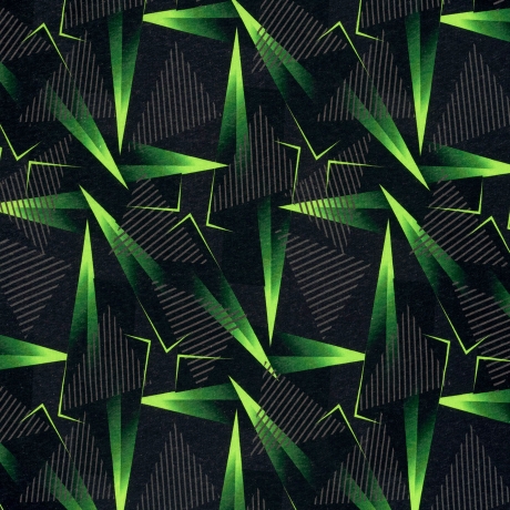 Stoff Baumwolle Sweatshirtstoff geometrisch schwarz neongrün grau