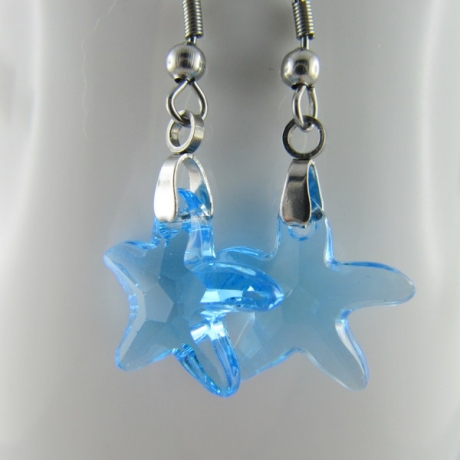 Ohrringe Starfish Aquamarine Hellblau