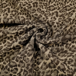 Stoff Jacquard Leoparden Doubleface braun beige Jackenstoff