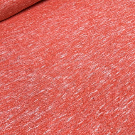 Stoff leichter Strickstoff rot coralle melange Kleiderstoff