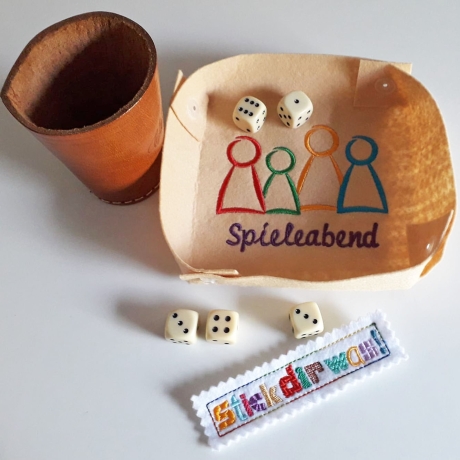 6x Stickdatei Figuren Spieleabend für Würfelschale