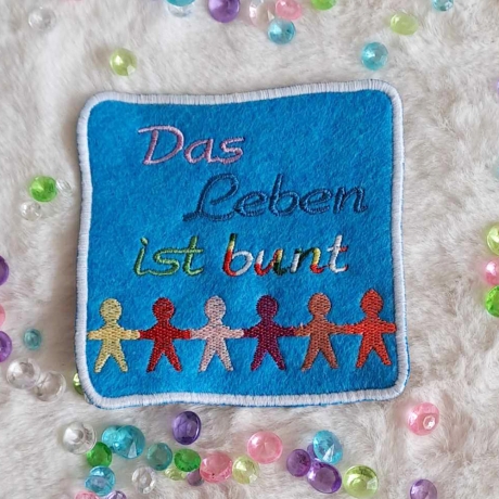 2x Stickdatei ITH Buntes Leben Mugrug Untersetzer