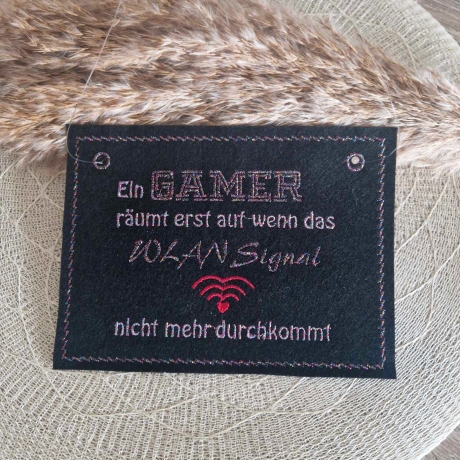 3x Gamer WLan Stickdatei ITH Schild / Einzeltext