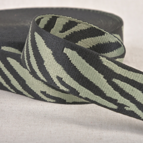 Gurtband Zebra Muster 38 mm grün schwarz Zebra-Design Tiger