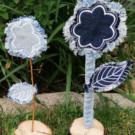 6x Stickdatei Blatt Deko für Blumenstecker Stabdatei