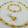 Set Gelb Perlen Kette Armband Ohrringe (364)