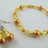 Set Gelb Perlen Kette Armband Ohrringe (364)