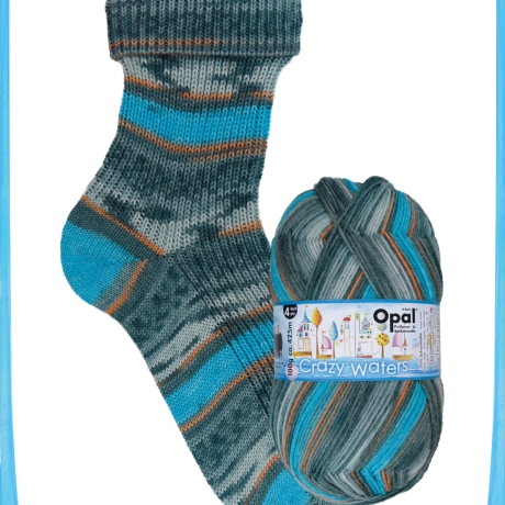 Opal Crazy Waters, 4-fädige Sockenwolle, Farbe 11311