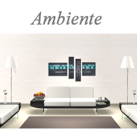 MK1 Art Bild Leinwand Abstrakt Kunst Malerei Acrylbild türkis