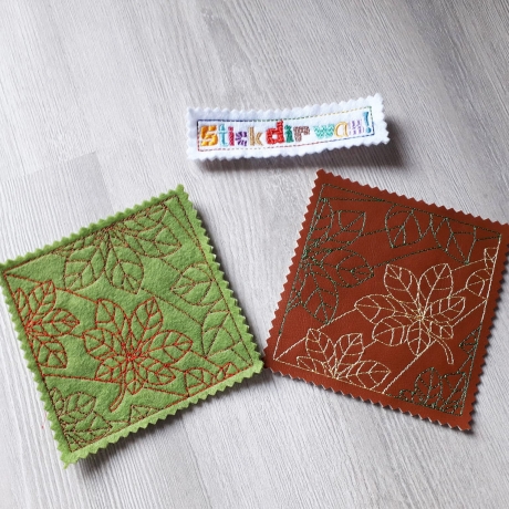 6x Füllmuster Kastanie Blatt Herbst Redwork Stickdatei