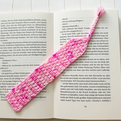 Lesezeichen Rosa Pink Rot verschiedene Formen handgestrickt 