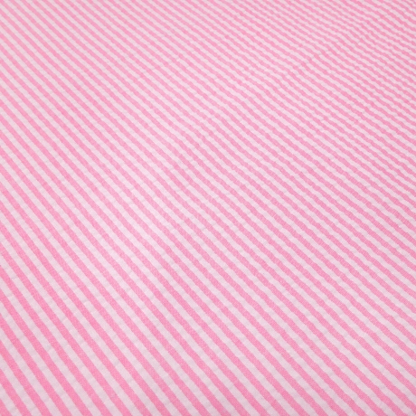 Stoff Baumwolle Seersucker rosa weiß gestreift Blusenstoff