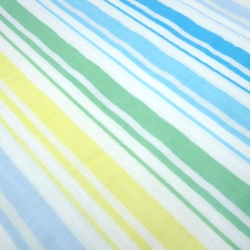 Stoff Baumwolle Musselin Gauze Streifen weiß blau türkis gelb