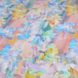 Stoff Viskose Jersey Spring Lotus Blumenmuster pastell multicolor