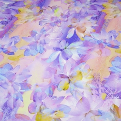 Stoff Viskose Jersey Spring Lotus Blumenmuster flieder multicolor
