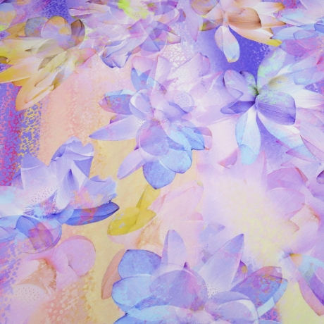 Stoff Viskose Jersey Spring Lotus Blumenmuster flieder multicolor