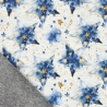 Stoff Sweatshirtstoff Alpenfleece Batik Sterne ecrú blau goldgelb