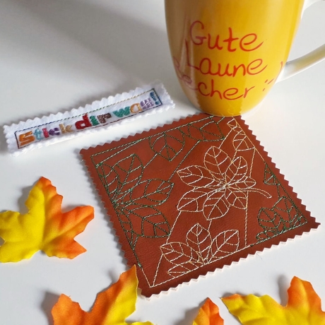 6x Füllmuster Kastanie Blatt Herbst Redwork Stickdatei