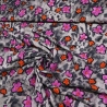 Stoff Chiffon mit Blumen Blüten Abstrakt Design grau pink orange